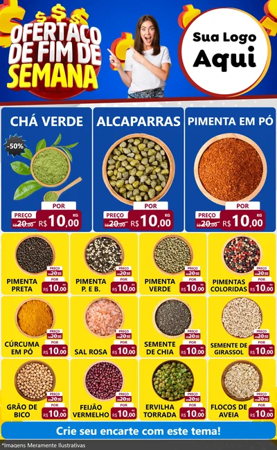 Modelo de Encarte para Encarte Grande com o tema Ofertaço de Fim de Semana para Produtos Naturais