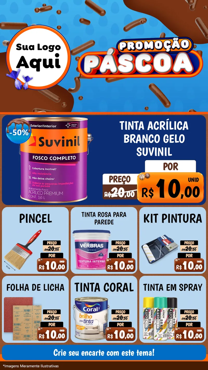 Modelo de Rede Social para Stories com o tema Promoção Páscoa para Tintas e Ferramentas