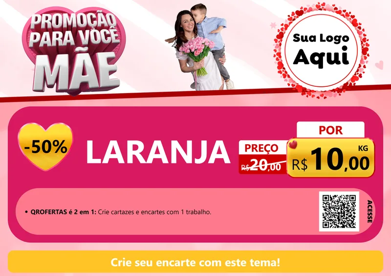 Modelo de Cartaz para Cartaz A4 Horizontal com o tema Promoção Para Você Mãe para Hortifrúti