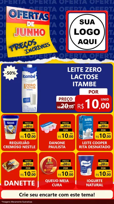 Modelo de Rede Social para Stories com o tema Ofertas de Junho - Preços Incríveis para Frios e Laticínios