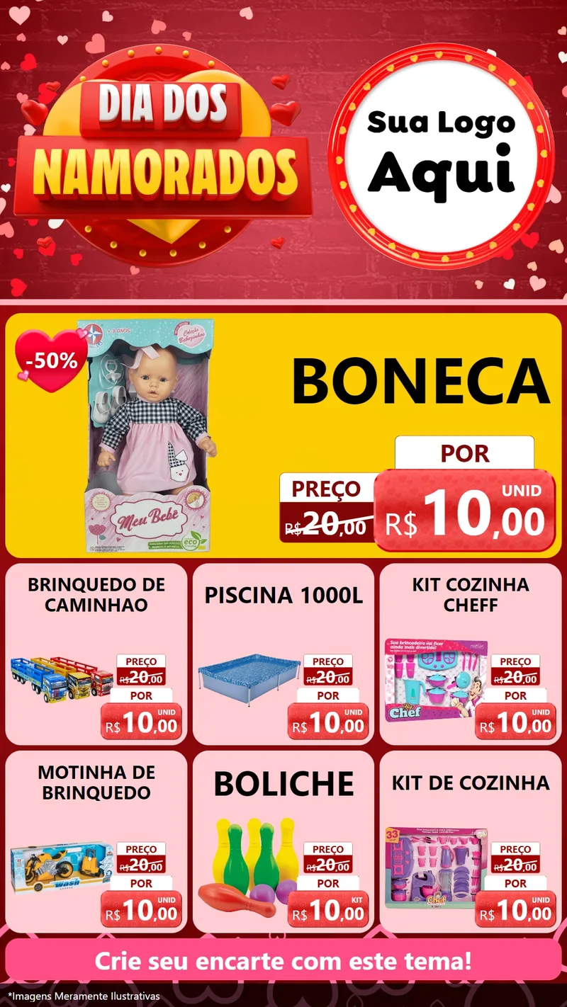 Modelo de Rede Social para Stories com o tema Dia Dos Namorados para Brinquedos