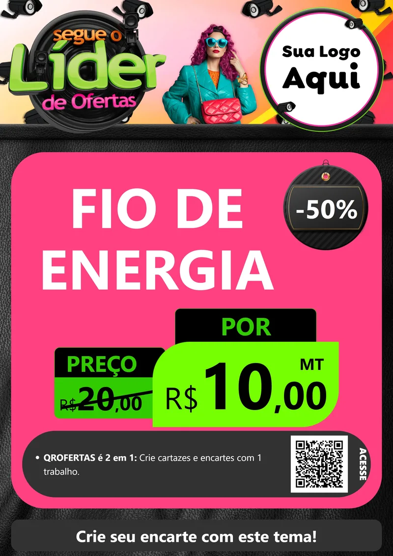 Modelo de Cartaz para Cartaz A4 Vertical com o tema Segue o Líder de Ofertas para Materiais Elétricos