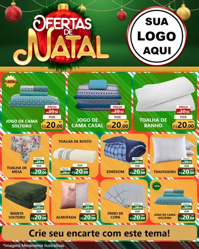 Modelo de Rede Social para Feed Instagram com o tema Ofertas de Natal para Cama, Mesa e Banho