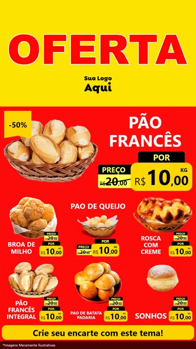 Modelo de Rede Social para Stories com o tema OFERTA - Vermelho Cartaz para Padaria