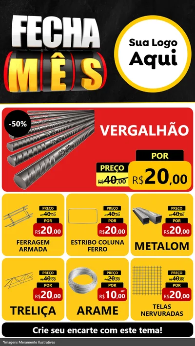 Modelo de Rede Social para Stories com o tema Fecha Mês para Ferragens