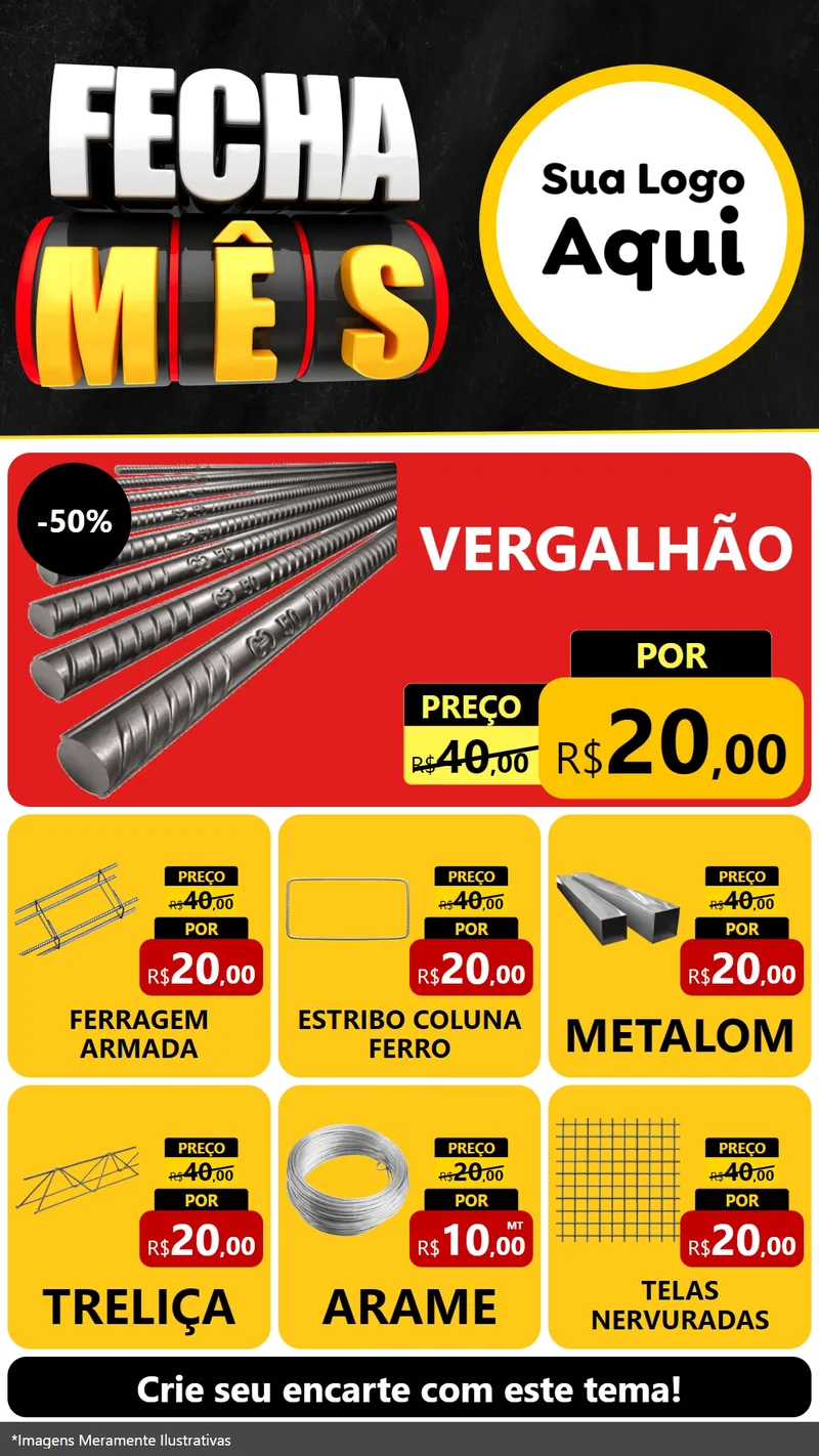 Modelo de Rede Social para Stories com o tema Fecha Mês para Ferragens