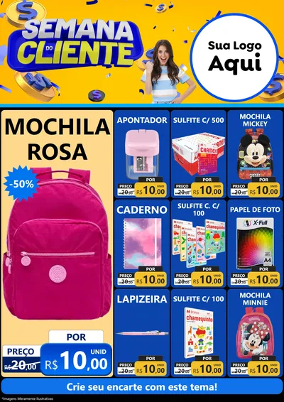 Modelo de Encarte para Encarte A4 Vertical com o tema Semana do Cliente para Papelaria