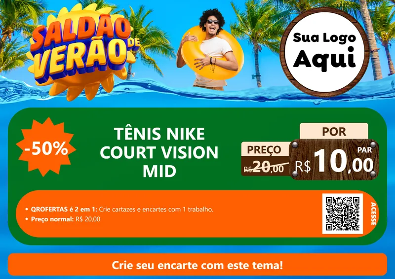 Modelo de Cartaz para Cartaz A4 Horizontal com o tema Saldão de Verão para Calçados