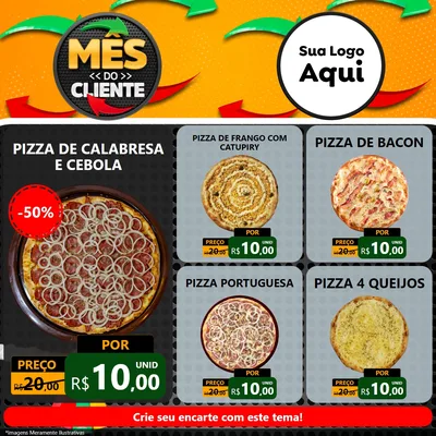 Modelo de Rede Social para Feed Facebook com o tema Mês do Cliente para Pizzaria