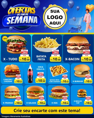 Modelo de Rede Social para Feed Instagram com o tema Ofertas de Fim de Semana para Hamburgueria