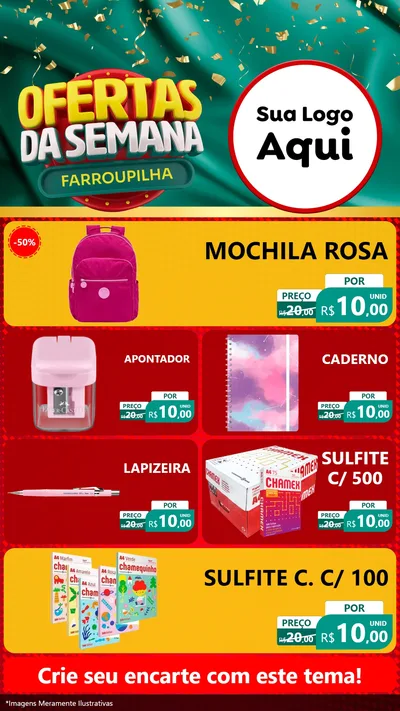 Modelo de TV para TV Vertical com o tema Ofertas da Semana Farroupilha para Papelaria