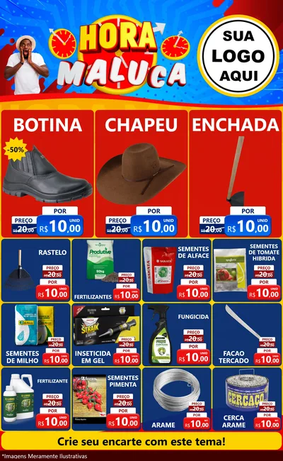 Modelo de Encarte para Encarte Grande com o tema Hora Maluca para Agropecuária