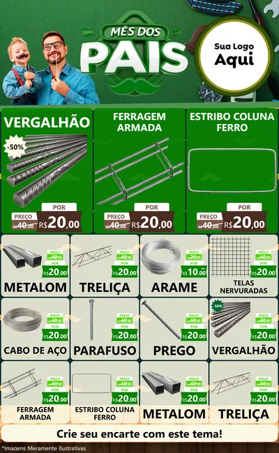 Modelo de Encarte para Encarte Grande com o tema Mês dos Pais para Ferragens