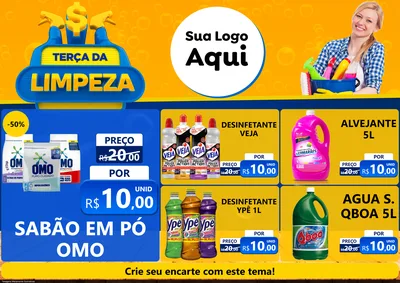 Modelo de Encarte para Encarte A4 Horizontal com o tema Terça da Limpeza para Produtos de Limpeza