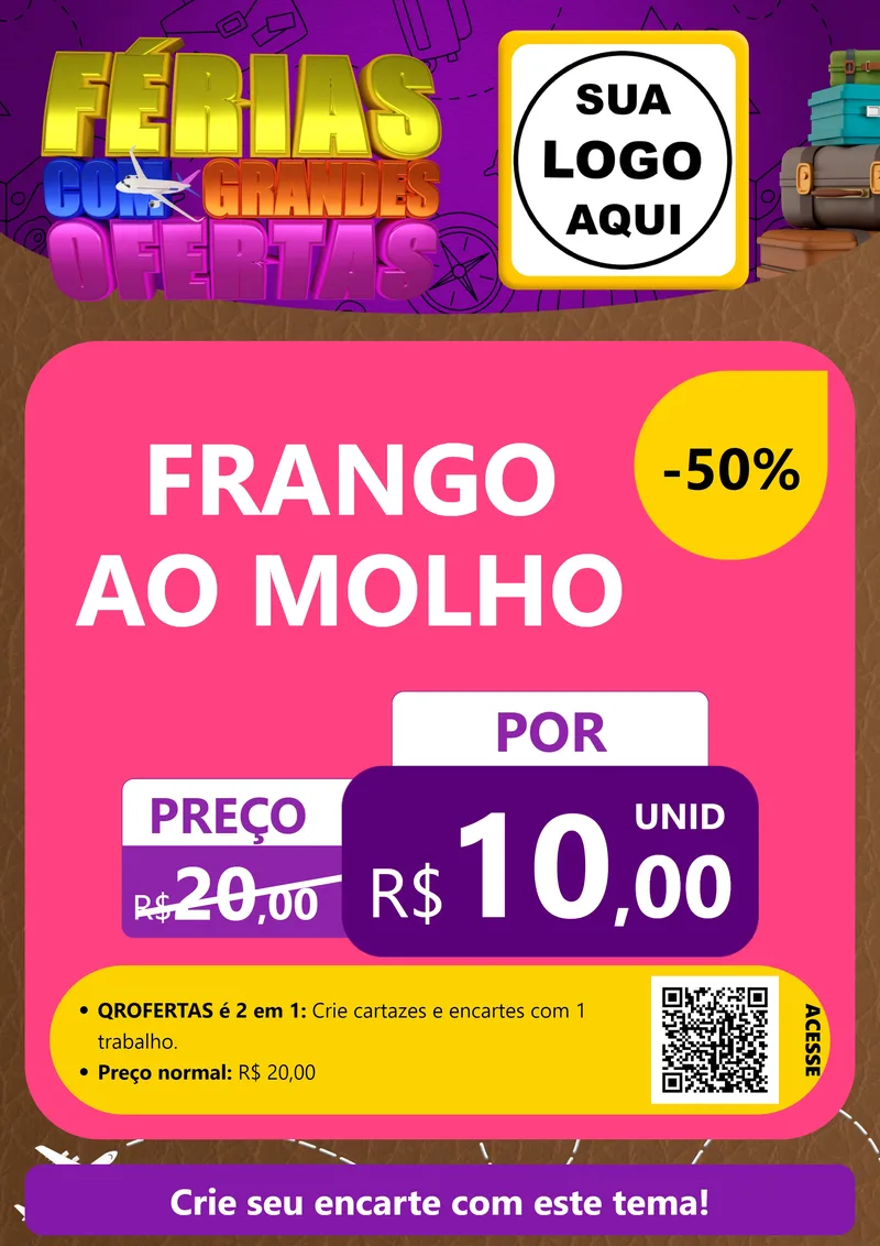 Modelo de Cartaz para Cartaz A4 Vertical com o tema Férias com Grandes Ofertas para Restaurante