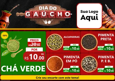 Modelo de Encarte para Encarte A4 Horizontal com o tema Dia do Gaúcho para Produtos Naturais