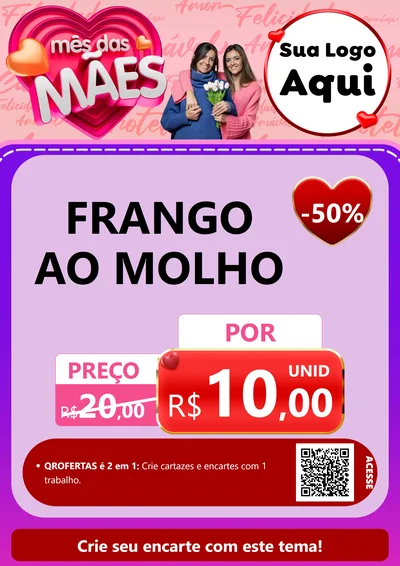 Modelo de Cartaz para Cartaz A4 Vertical com o tema Mês Das Mães para Restaurante