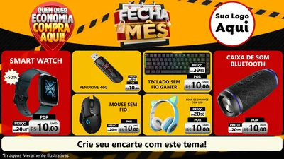 Modelo de TV para TV Horizontal com o tema Fecha Mês para Informática