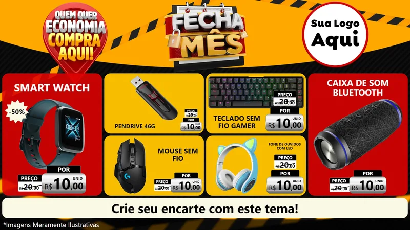 Modelo de TV para TV Horizontal com o tema Fecha Mês para Informática