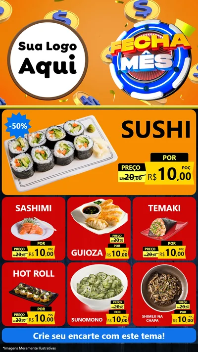 Modelo de Rede Social para Stories com o tema Fecha Mês para Comida japonesa