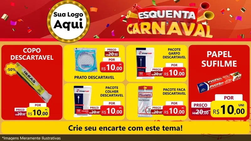 Modelo de TV para TV Horizontal com o tema Esquenta Carnaval para Embalagens
