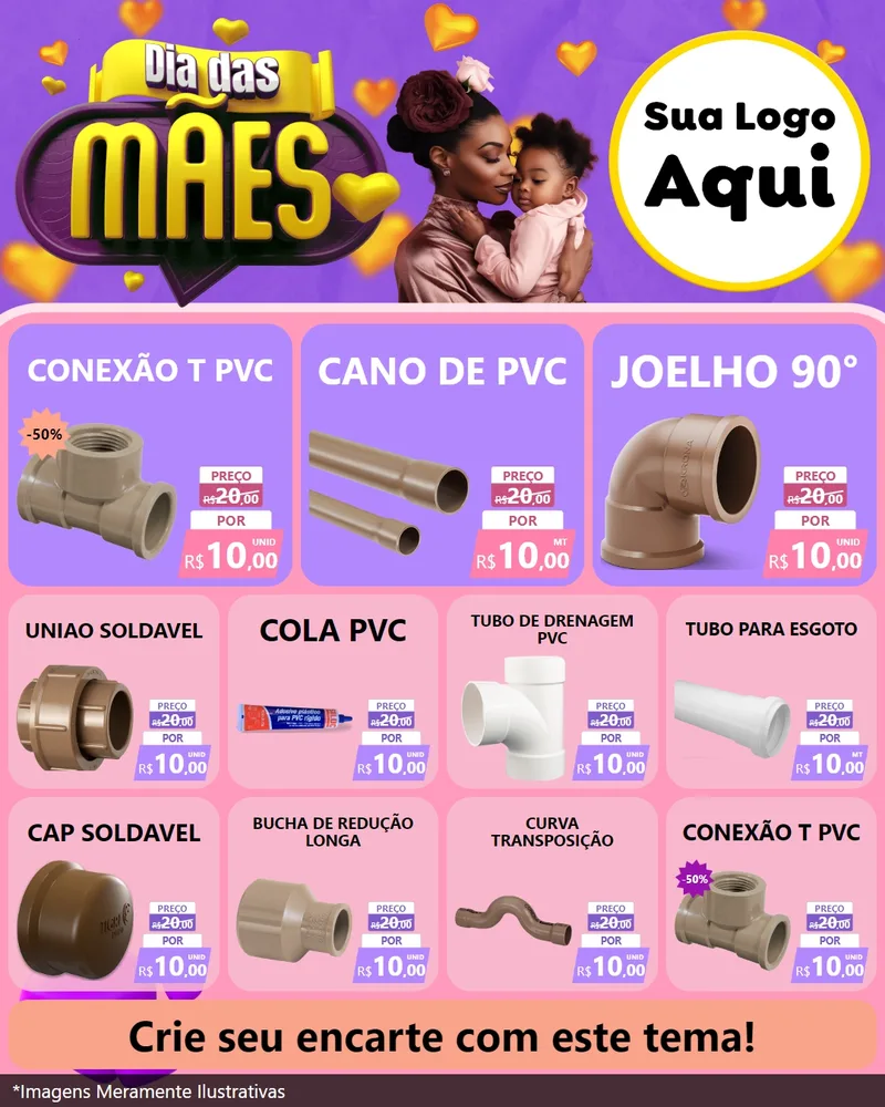 Modelo de Rede Social para Feed Instagram com o tema Dia das Mães para Tubos e conexões