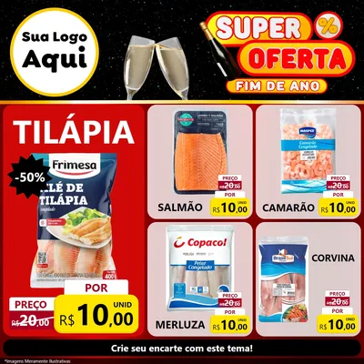 Modelo de Rede Social para Feed Facebook com o tema Super Oferta Fim de Ano para Peixaria