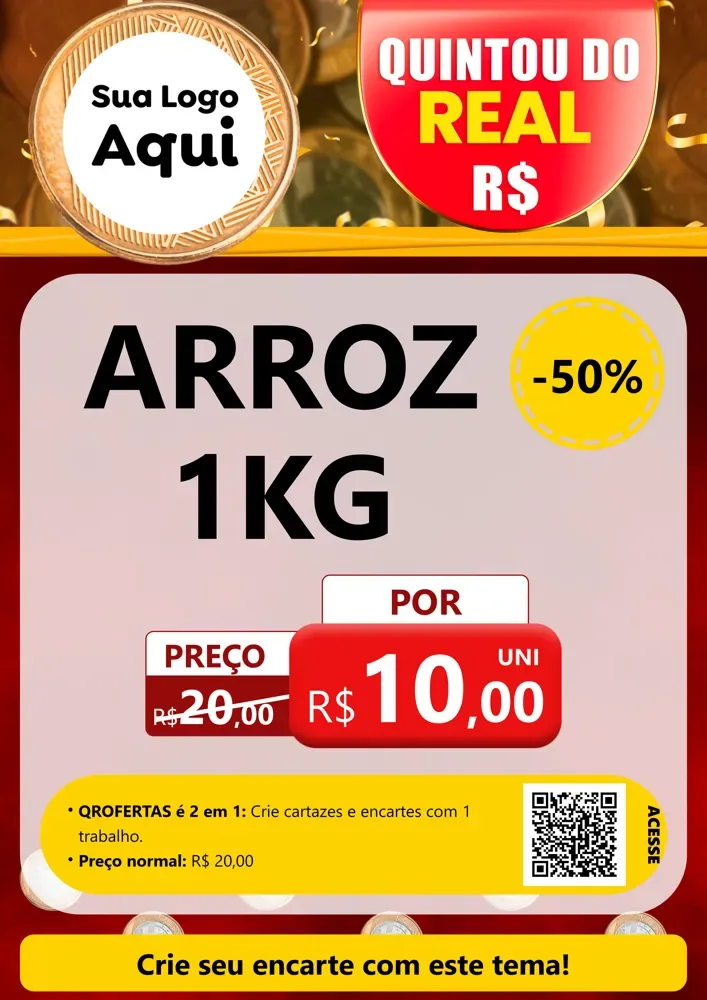 Modelo de Cartaz para Cartaz A4 Vertical com o tema Quintou do Real para Supermercado
