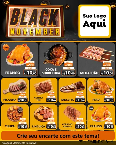 Modelo de Rede Social para Feed Instagram com o tema Black November para Assados