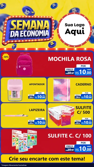 Modelo de TV para TV Vertical com o tema Semana da Economia para Papelaria