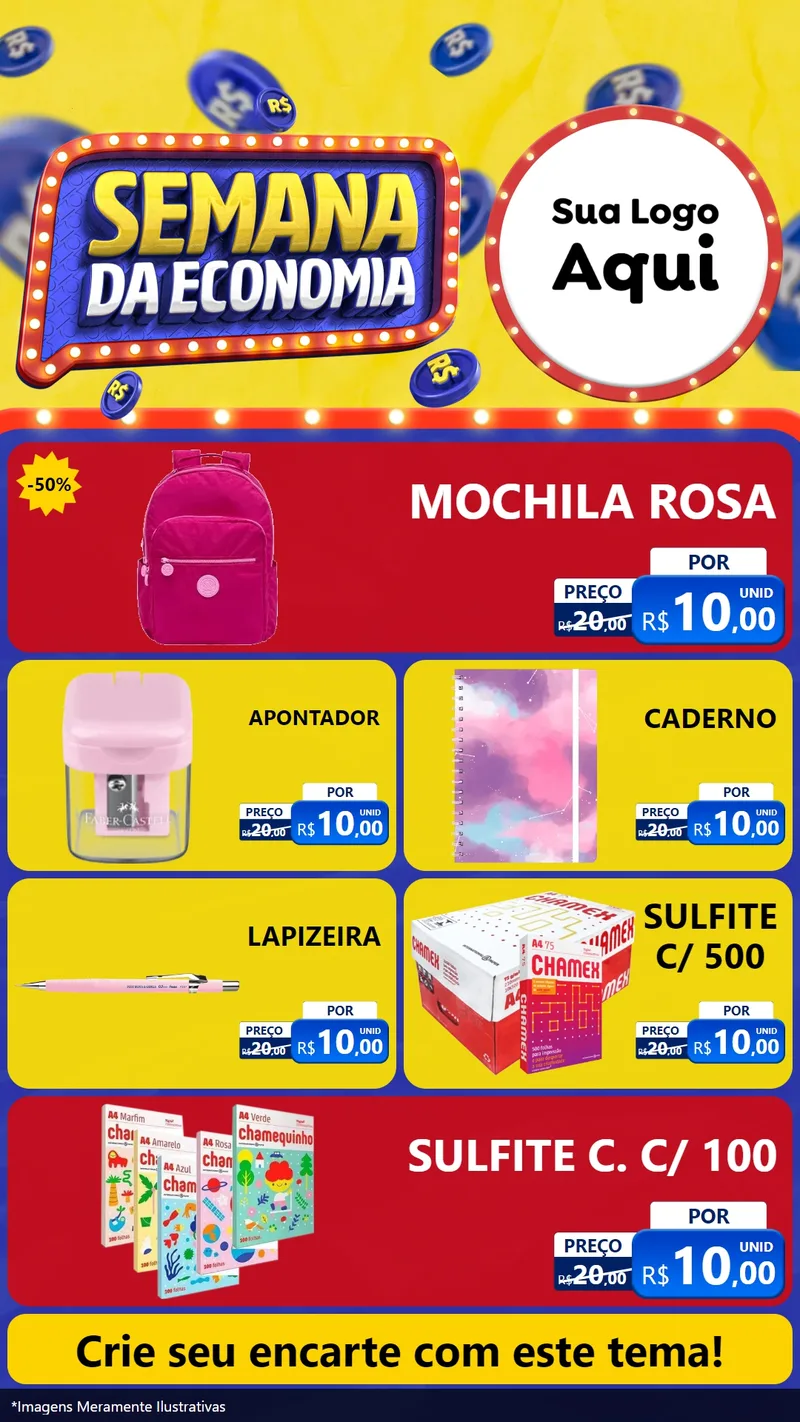 Modelo de TV para TV Vertical com o tema Semana da Economia para Papelaria