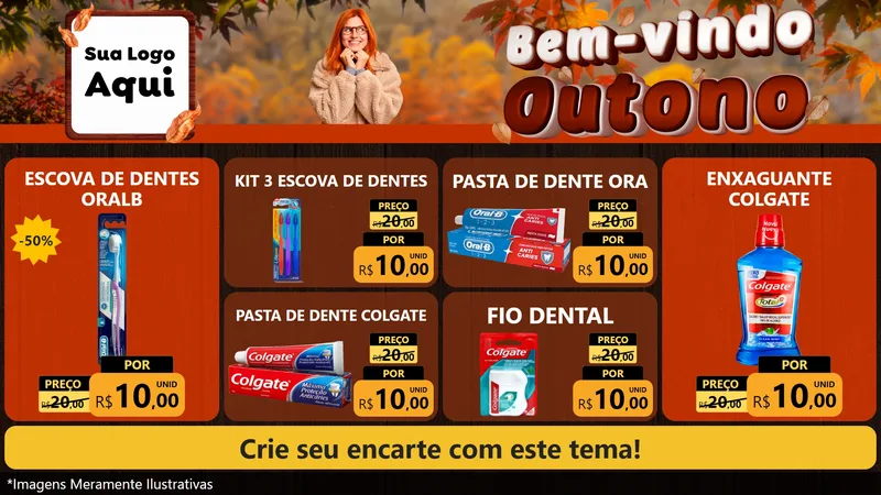 Modelo de TV para TV Horizontal com o tema Bem-vindo Outono para Higiene Pessoal