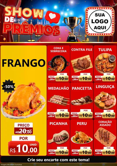 Modelo de Encarte para Encarte A4 Vertical com o tema Show de Prêmios para Assados