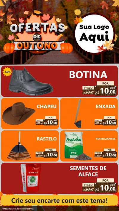 Modelo de TV para TV Vertical com o tema Ofertas de Outono para Agropecuária