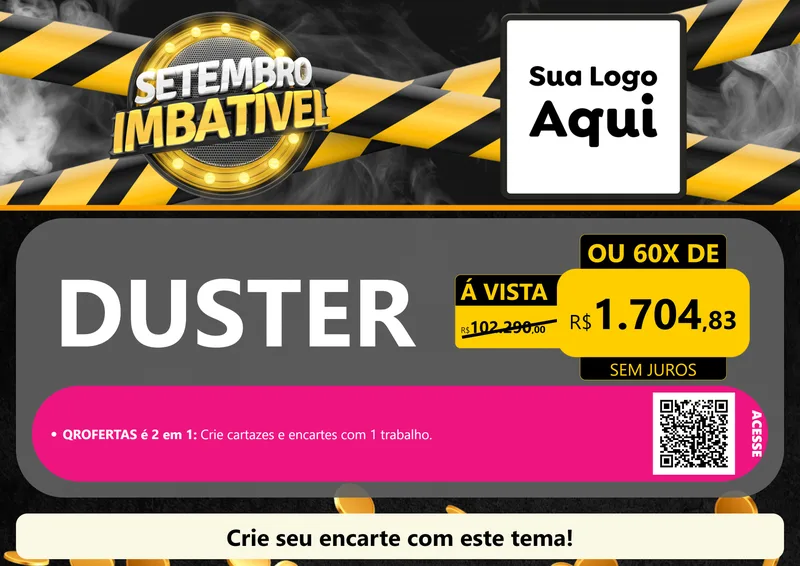 Modelo de Cartaz para Cartaz A4 Horizontal com o tema Setembro Imbatível para Concessionaria de Carros