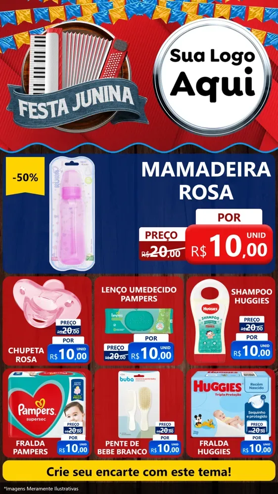 Modelo de Rede Social para Stories com o tema Festa Junina para Bebês