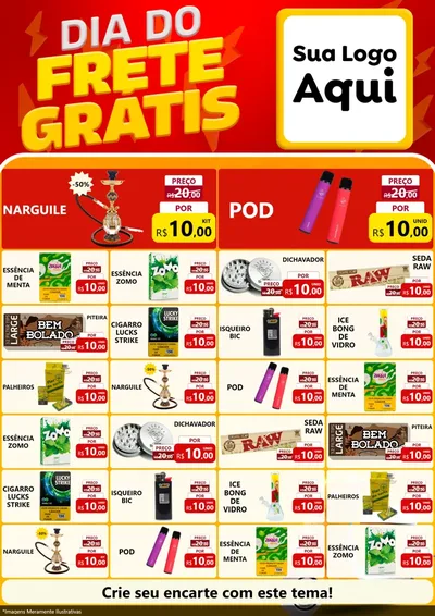 Modelo de Encarte para Encarte A4 Vertical com o tema Dia do Frete Grátis para Tabacaria