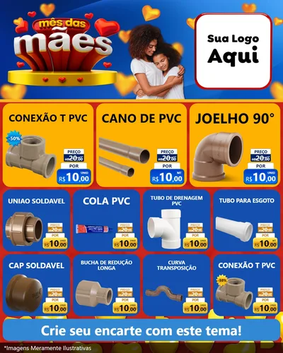 Modelo de Rede Social para Feed Instagram com o tema Mês das Mães para Tubos e conexões