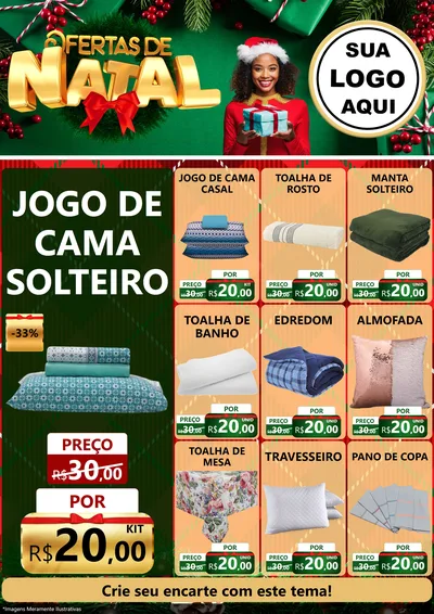 Modelo de Encarte para Encarte A4 Vertical com o tema Ofertas de Natal para Cama, Mesa e Banho
