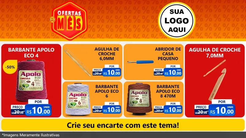 Modelo de TV para TV Horizontal com o tema Ofertas do Mês para Armarinho e Aviamentos
