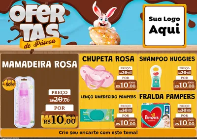 Modelo de Encarte para Encarte A4 Horizontal com o tema Ofertas de Páscoa para Bebês