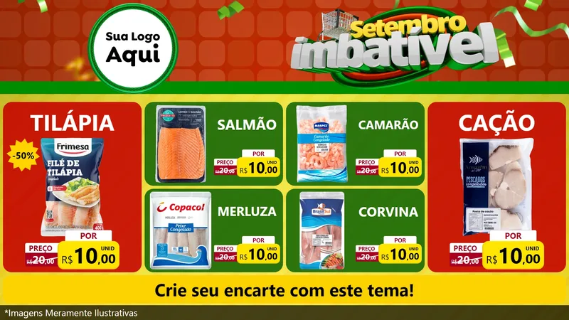 Modelo de TV para TV Horizontal com o tema Setembro Imbatível para Peixaria