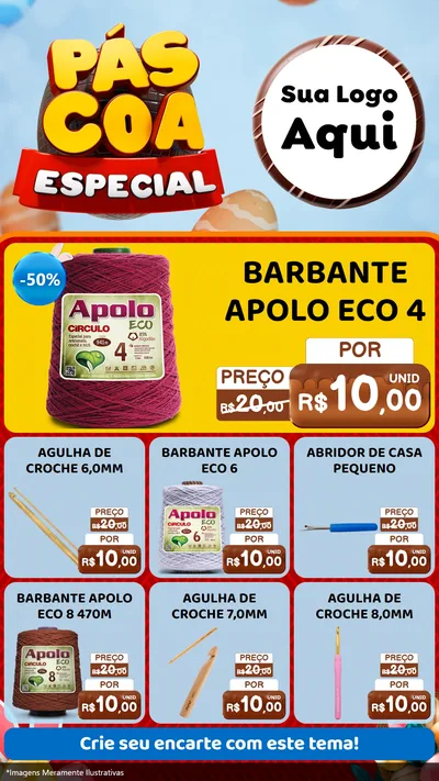 Modelo de Rede Social para Stories com o tema Páscoa Especial para Armarinho e Aviamentos