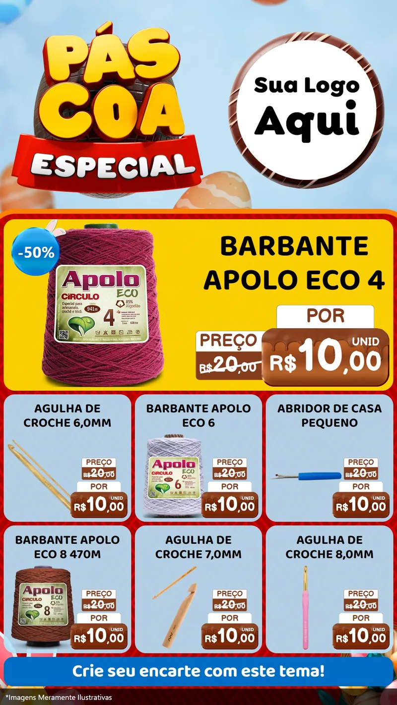 Modelo de Rede Social para Stories com o tema Páscoa Especial para Armarinho e Aviamentos