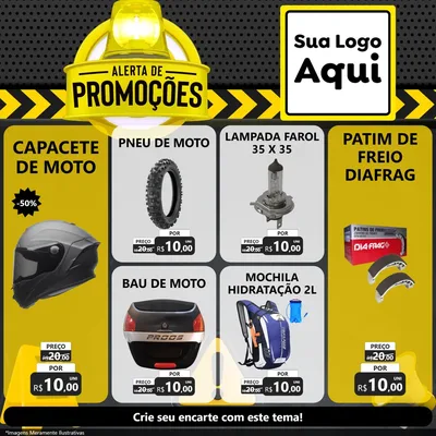 Modelo de Rede Social para Feed Facebook com o tema Alerta de Promoções para Moto peças