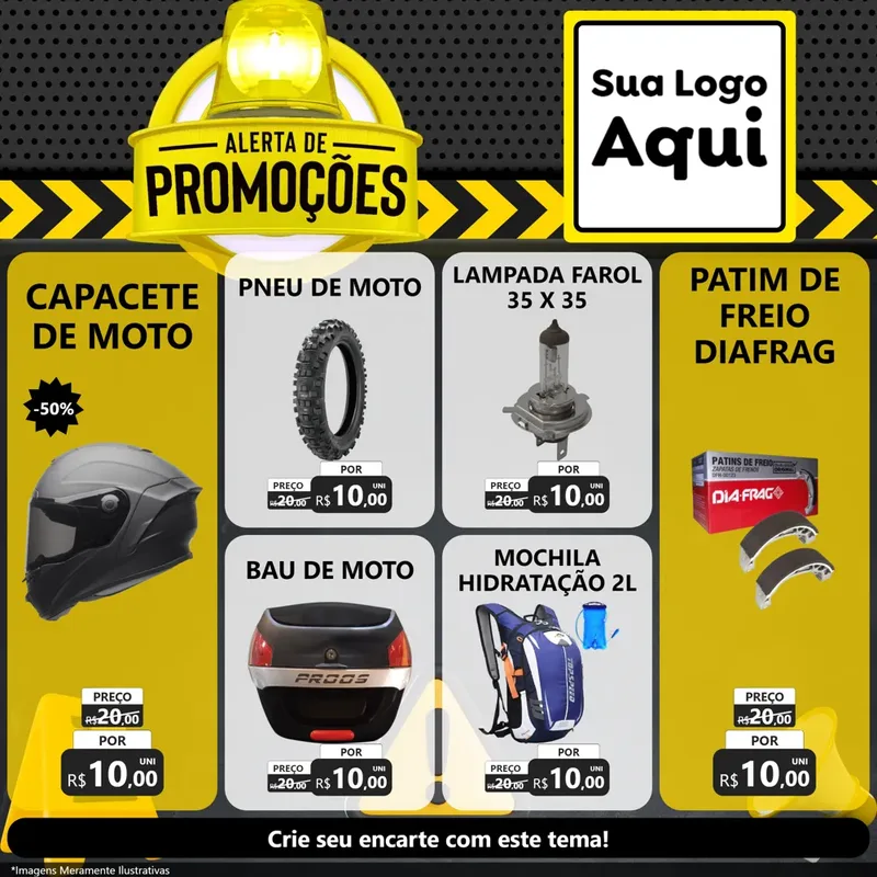 Modelo de Rede Social para Feed Facebook com o tema Alerta de Promoções para Moto peças