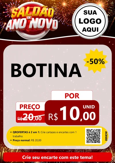 Modelo de Cartaz para Cartaz A4 Vertical com o tema Saldão de Ano Novo para Agropecuária