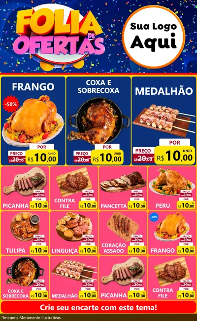 Modelo de Encarte para Encarte Grande com o tema Folia de Ofertas para Assados