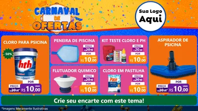 Modelo de TV para TV Horizontal com o tema Carnaval de Ofertas para Produtos para Piscina