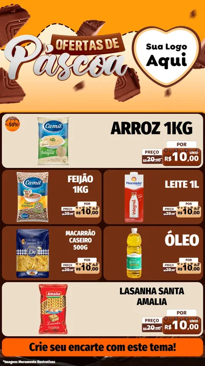 Modelo de TV para TV Vertical com o tema Ofertas de Páscoa para Supermercado